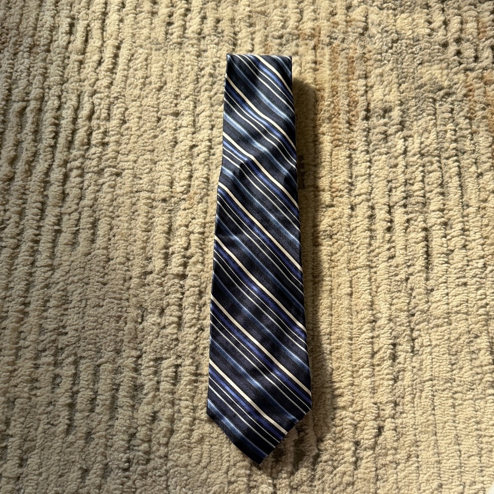Express Navy and Gold Striped Tie